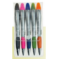 Silver Champion Plastic Ballpoint Pen & Highlighter Combo (5 Pack)